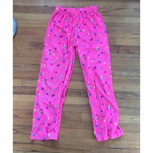 Pink Polka Dotted Girls Pajama Bottoms